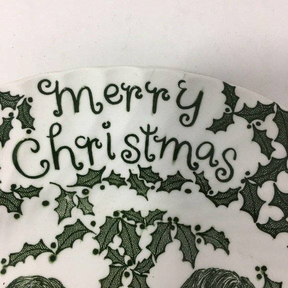 1980 Royal Crownford Christmas Plate Green Norma Sherman Staffordshire England - Picture 3 of 6